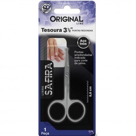 Oferta 1 Tesoura Para Sobrancelhas Ponta Redonda Em Aço Inoxidável ORIGINAL LINE
