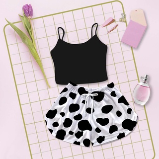 Cropped Baby Doll Preto Feminino Estampa Pintinhas