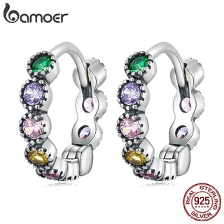 Brincos Bamoer 925 Prata Colorida Zircônia Orelha ccips Pinos Moda Joia Para Mulheres Meninas Presente