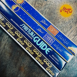 Incenso Padmini - Chand Lua - Surya Sol - Spiritual Guide - Gold Statue - Caixa com 8 Varetas