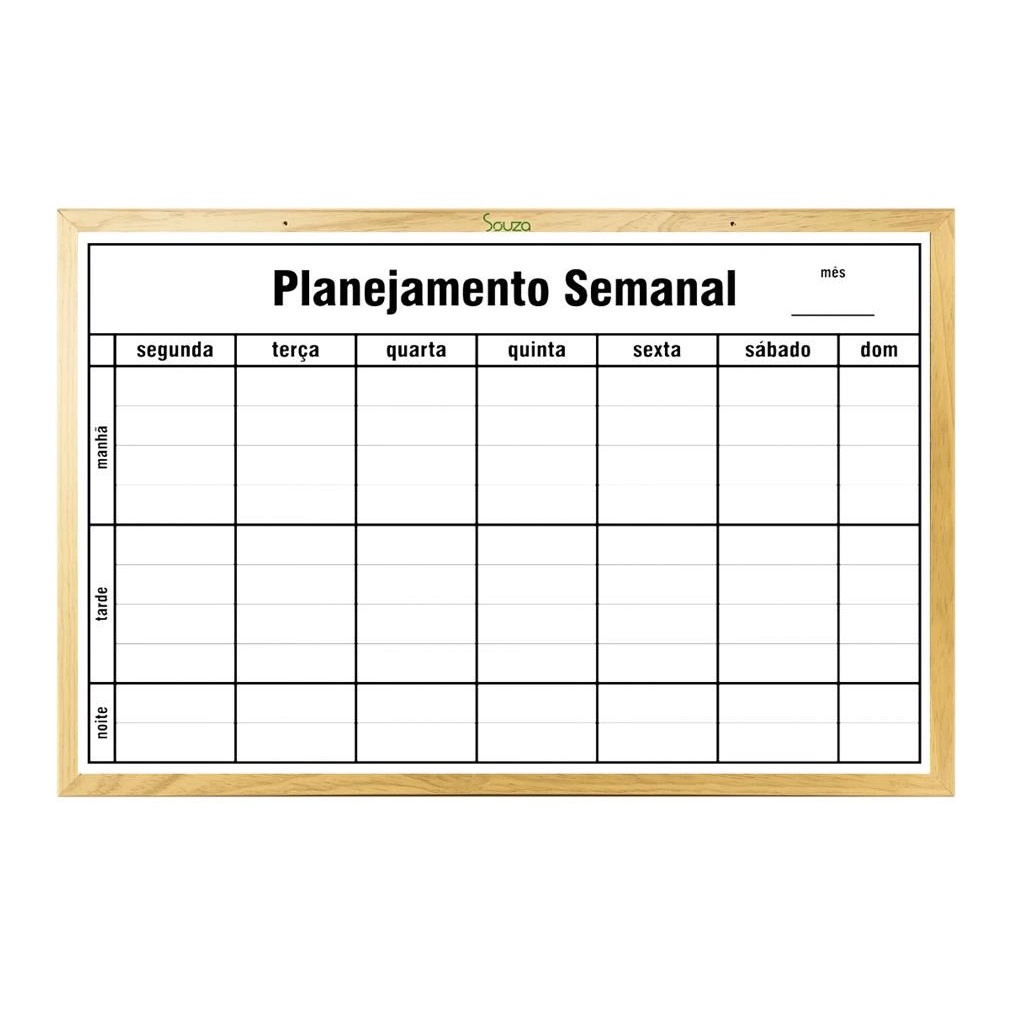 Quadro Planejamento Semanal 90x60cm Moldura Madeira + Caneta