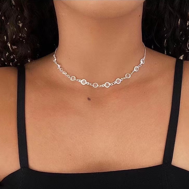 Colar Choker feminina folheado banhada a prata 925
