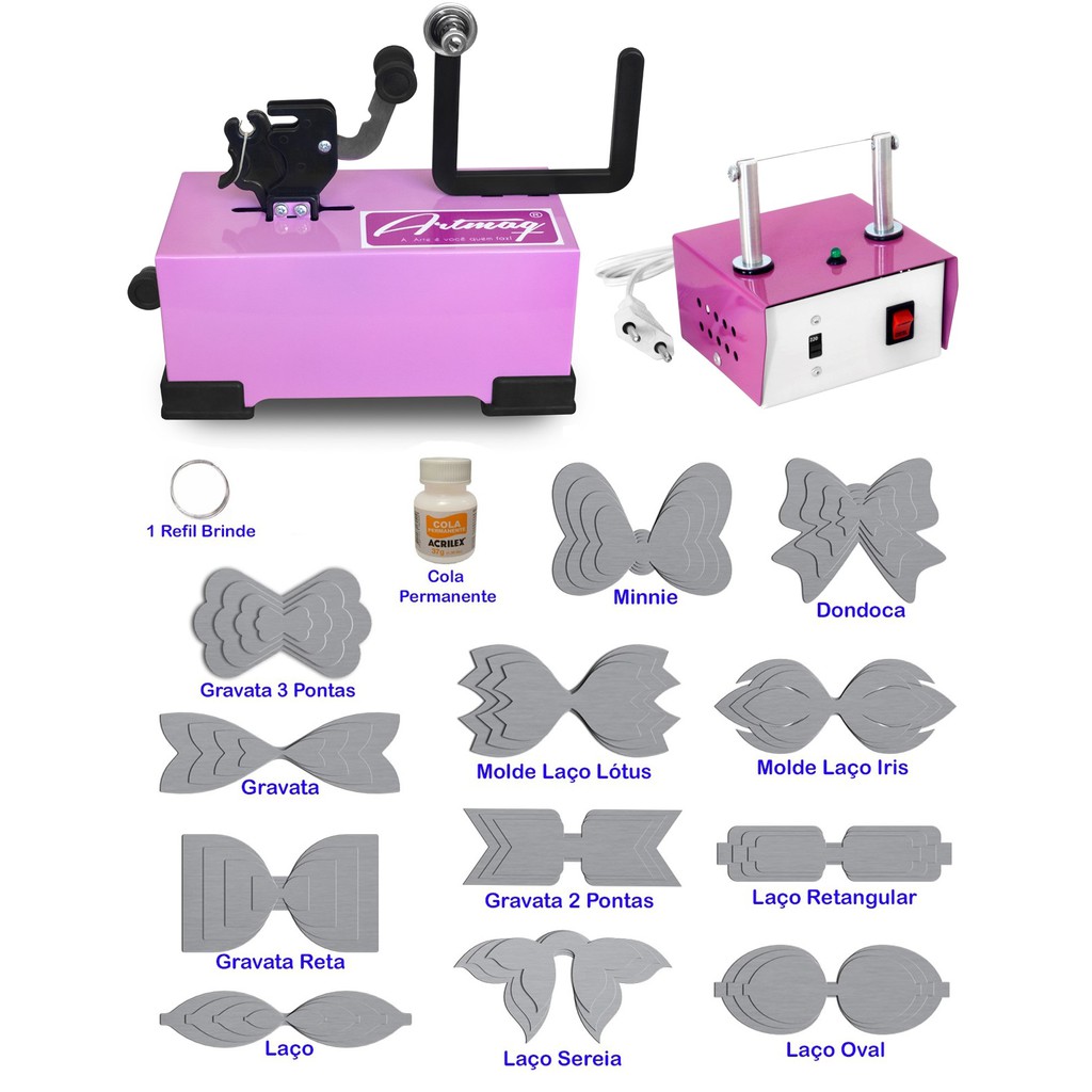 Máquina Fazer Laço + Máquina Cortar Fita + Moldes Laço - K26