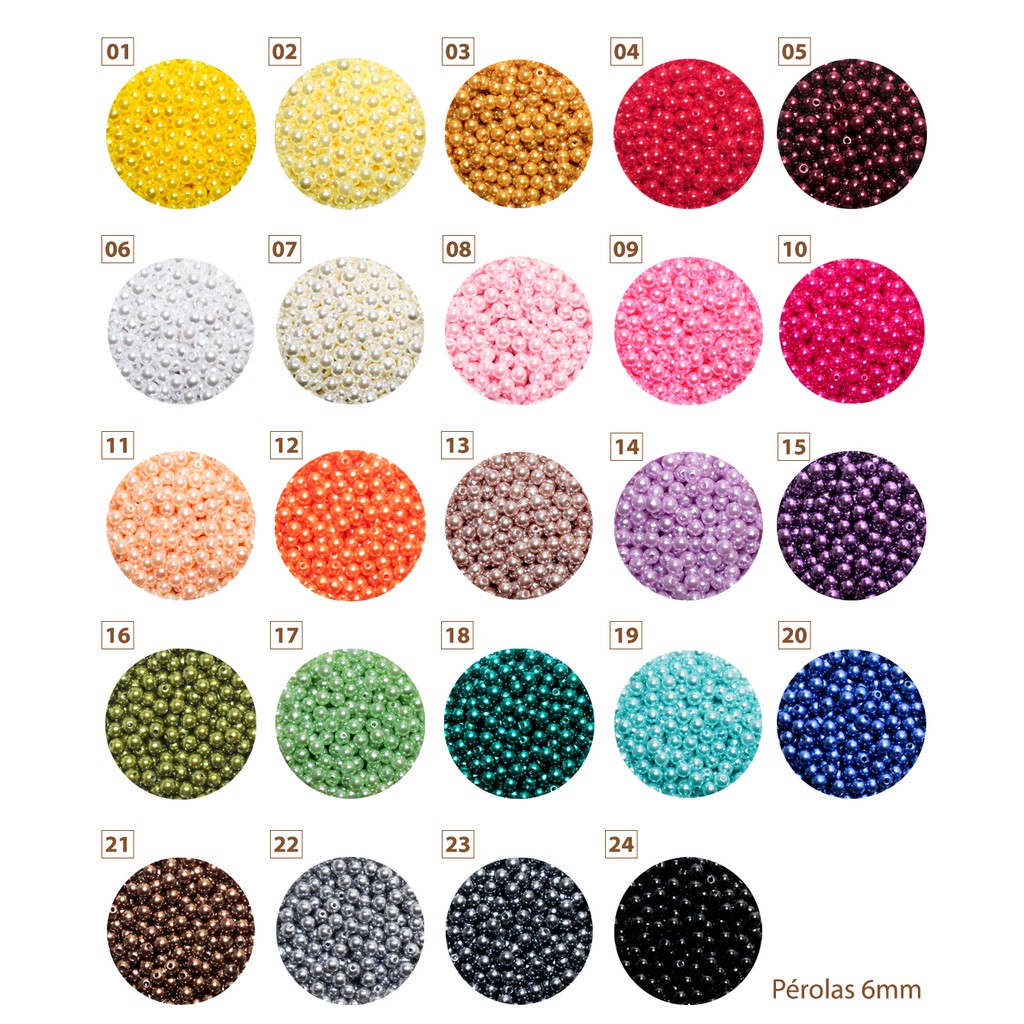 Perola ABS 6mm c/ com furo passante 500 unidades- artesanato em Oferta na Shopee