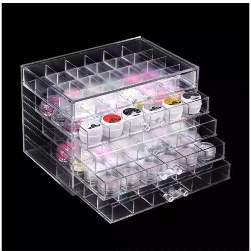 Gaveteiro 120 Acrílico Organizador De Esmaltes Maquiagem Jóias Luxo Nail Art Salão Pronta Entrega