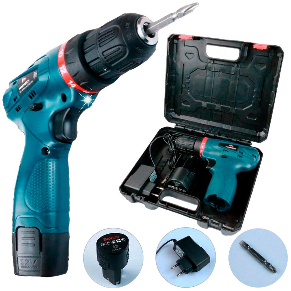 Parafusadeira Furadeira 3/8 POL Bateria 12V com Maleta Bivolt USK-MAX-01 em Oferta na Shopee