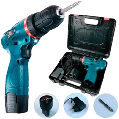 Parafusadeira Furadeira 3/8 POL Bateria 12V com Maleta Bivolt USK-MAX-01