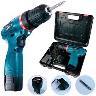 Parafusadeira Furadeira 3/8 POL Bateria 12V com Maleta Bivolt USK-MAX-01 em Oferta na Shopee