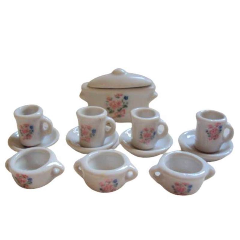 1022 Prd- Mini Jogo de Louça- Antigo Bibelô- Pote- Canecas- Prato- Cumbuquinha- 4 cm de Altura