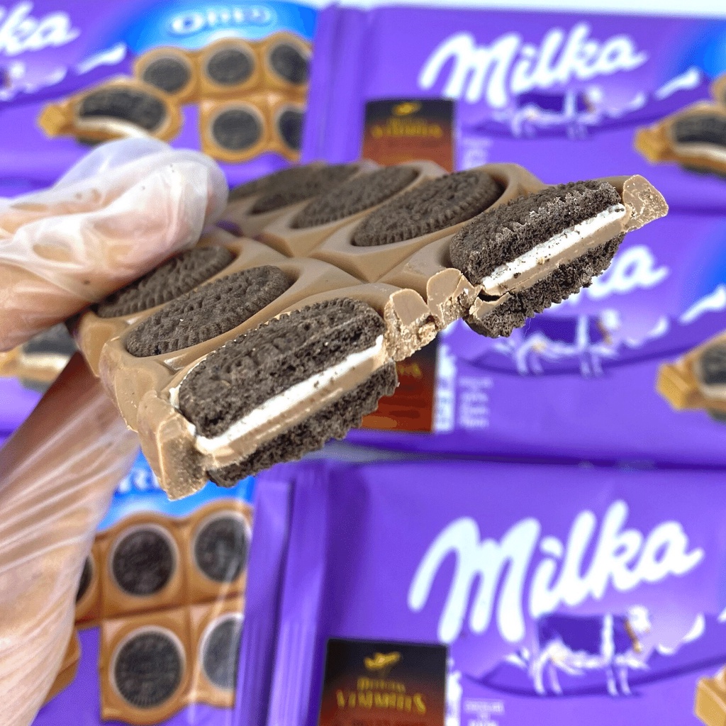 Chocolate Milka Oreo Sandwich - Chocolate Ao Leite com mini Oreo inteiras - Importado 92g