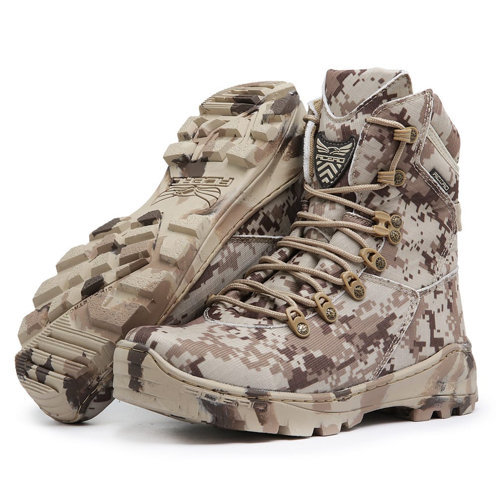 Bota Coturno Militar Acero RipStop Camuflado Selva Mata Ultra Resistente
