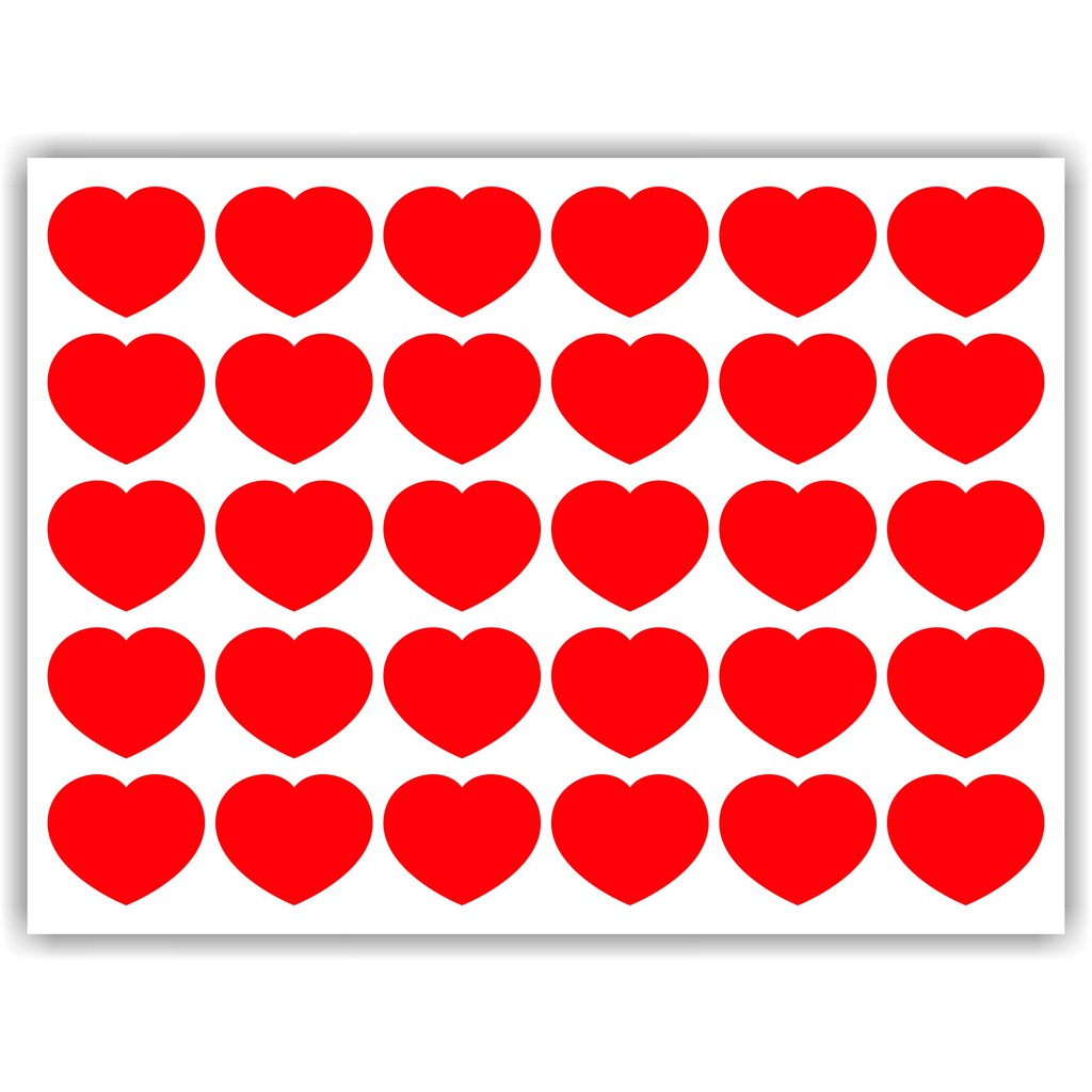 Cartela de Adesivos Coração 30 unidades 3cm x 2,5cm | Shopee Brasil