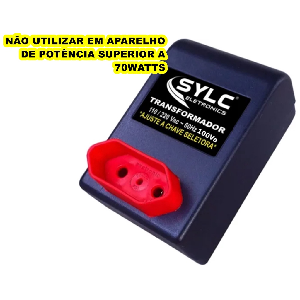 Conversor Transformador 100va 70w 110v/220v C/ Chave Seletora