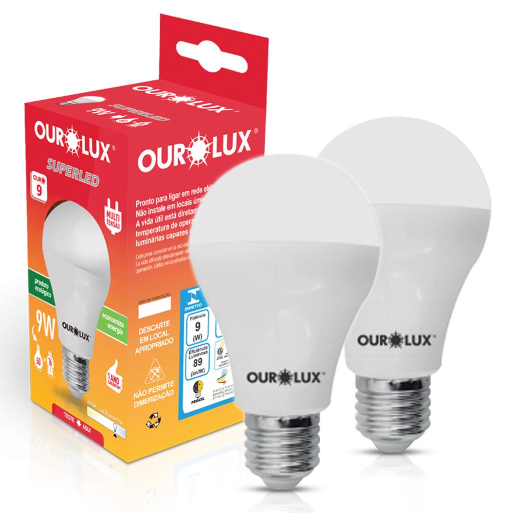 Kit 2 Lampadas Superled Bulbo A60 E27 9W 6500K Luz Branca em Oferta na Shopee