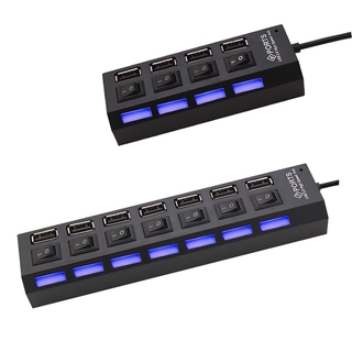 Hub USB com 4/7 Entradas USB 2.0 de Alta Velocidade com Botão Liga/Desliga em Oferta na Shopee