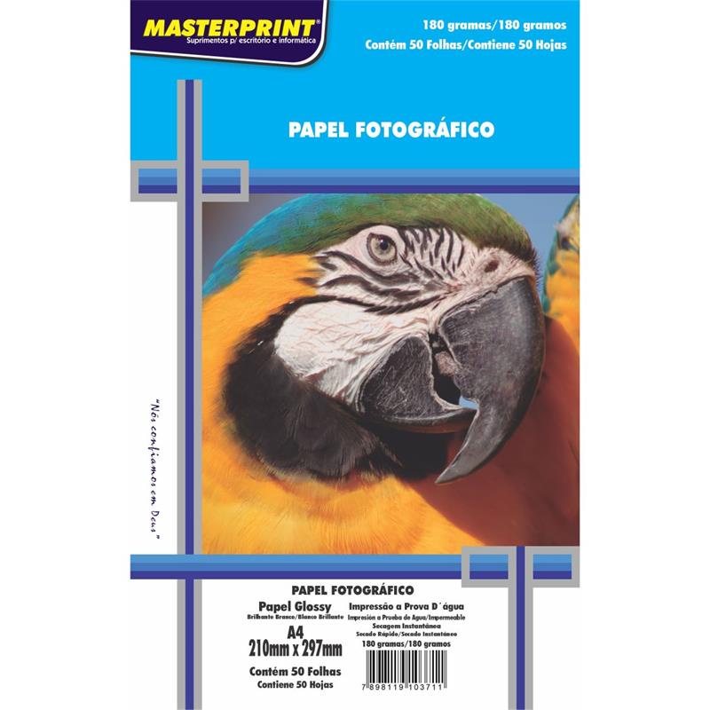 Papel Fotografico Inkjet A4 Glossy 180g Masterprint Pctc50 Ref302010004 Shopee Brasil 8001