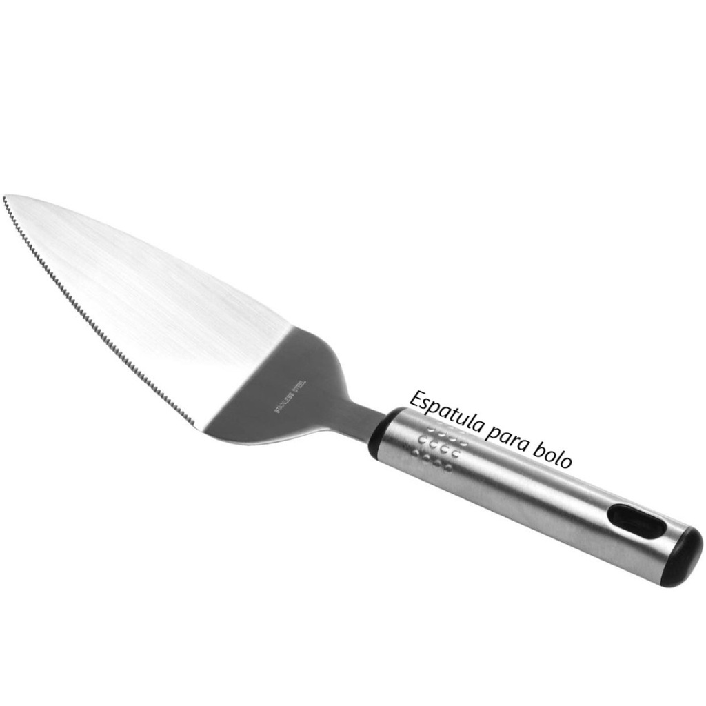 Espátula para servir cortar bolo Pudim pá para torta bolo Com serra aço inox Confeitaria 26 cm auxiliar pa bolo