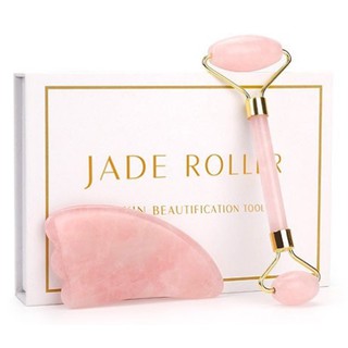 Rolo Massageador Pedra De Jade + Placa Gua Sha