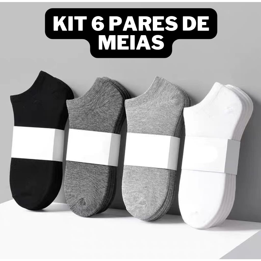 Kit 6 Pares Meia SOQUETE CANO CURTO SORTIDOS Barato Promoção Atacado