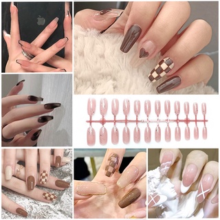 24pçs Unhas Postiças Com Estampa De Pato Mandarim/Chama/Legal Para