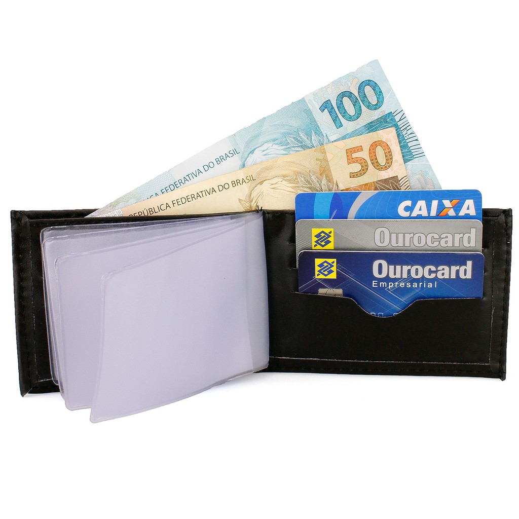 Carteira Masculina Slim Casual Preto e Café