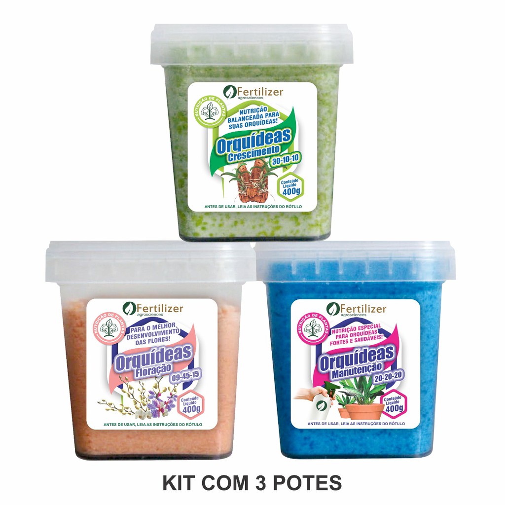 Adubo Para Orquídeas Kit Com 3 potes em Oferta na Shopee