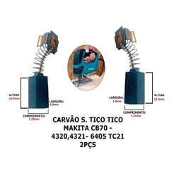 Escova Carvão Serra Tico Tico Makita Cb70 - 4320,4321 Tc21 2pcs