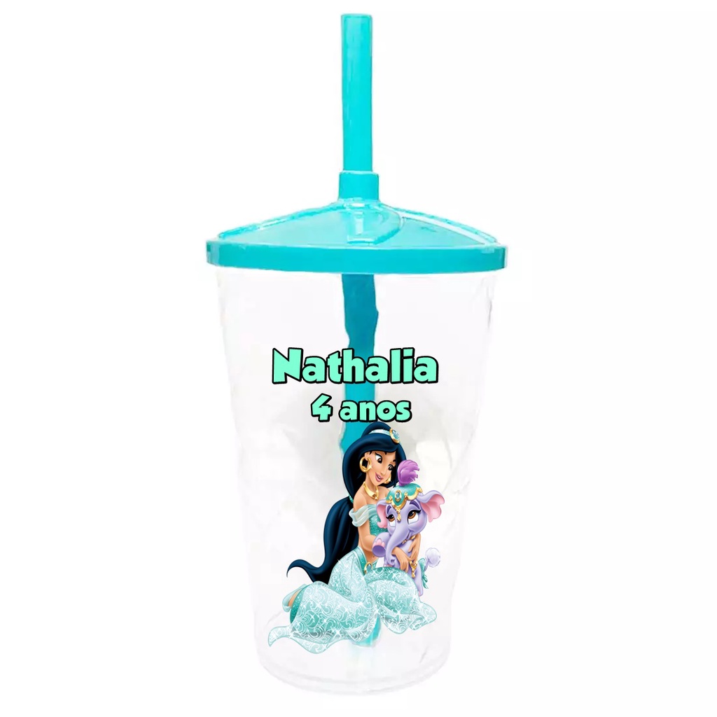 30 Copos Twister Shake Personalizado 400ml C/Tampa e Canudo Lembrancinha Jasmine
