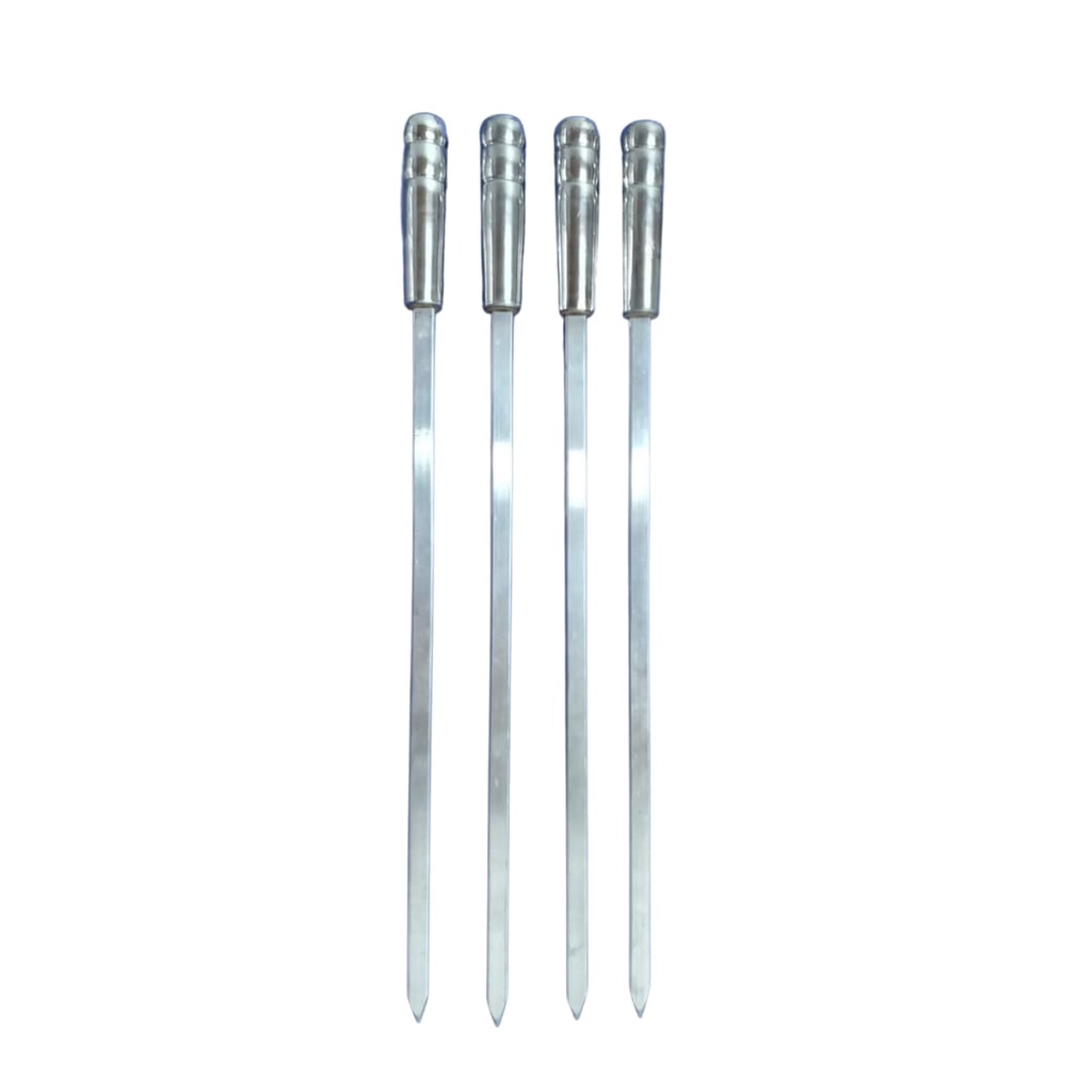 Kit 4 espetos CHATO de alumínio 45 cm para churrasco