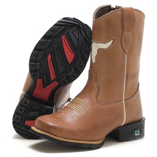 Bota Botina Texana Masculina Infantil Botina Couro Legitimo Botina Bota Marrom