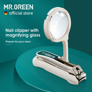 Mr . Green Cortador De Unha Em Aço Inoxidável Com Lupa Para Visão Ruim Acessório Manicure Ideia De Presente