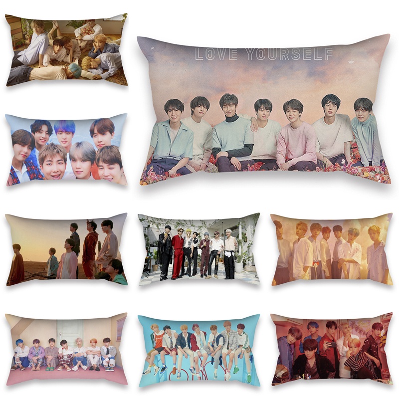 50x30 cm KPOP BTS Bantan Meninos BT21 Poliéster Retangular Fronha Sofá Impressão Decoração Do Quarto Do Carro Travesseiro Cobre (Sem em Oferta na Shopee