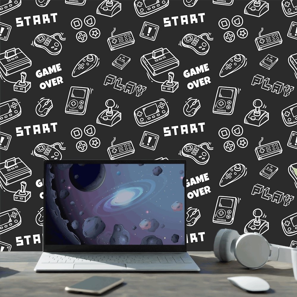 Papel De Parede Quarto Gamer Start Game Over