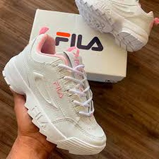 fila disruptor branco e rosa