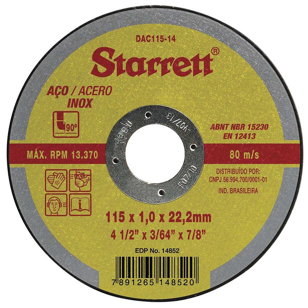 Disco De Corte 115 X 1,0 DAC115-14 1 unidade