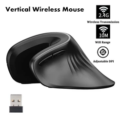 Mouse Sem Fio Ergonômico Vertical 2.4ghz 6 Botão 3200 DPI Mouse USB Recarregável Para Jogos Em PC Confortável