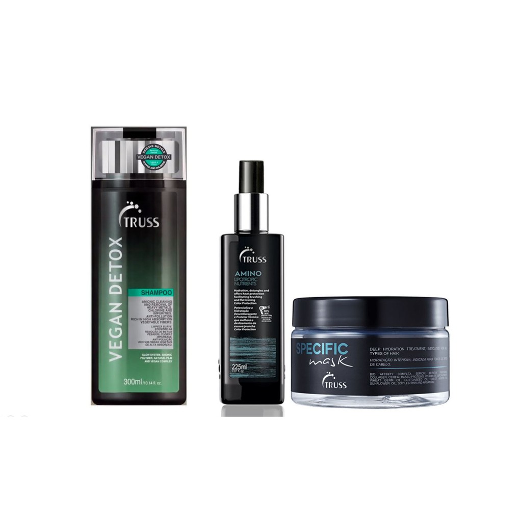 Truss Vegan Detox Shampoo e Amino e Máscara Specific