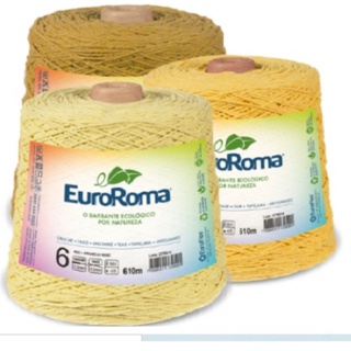 Barbante para crochê Euroroma Colorido Fios 6 e 8/600g em Oferta na Shopee