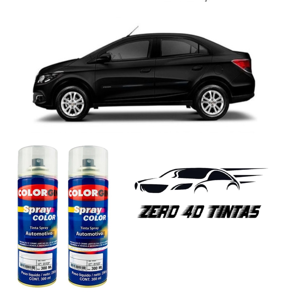 Tinta Automotiva Spray Preto Global GM + Verniz 300 ml + lixa para reparos