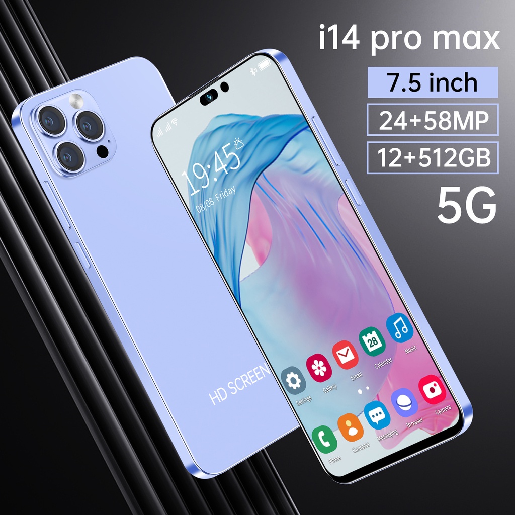 [Versão Global] Celular i14pro max Nova Chegada Tela Grande 7,5 Polegadas Super Capacidade 12 + 512GB Marca Smartphone