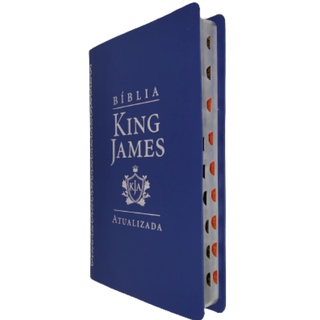 Bíblia Slim King James Atualizada Índice Capa Luxo Azul em Oferta na Shopee