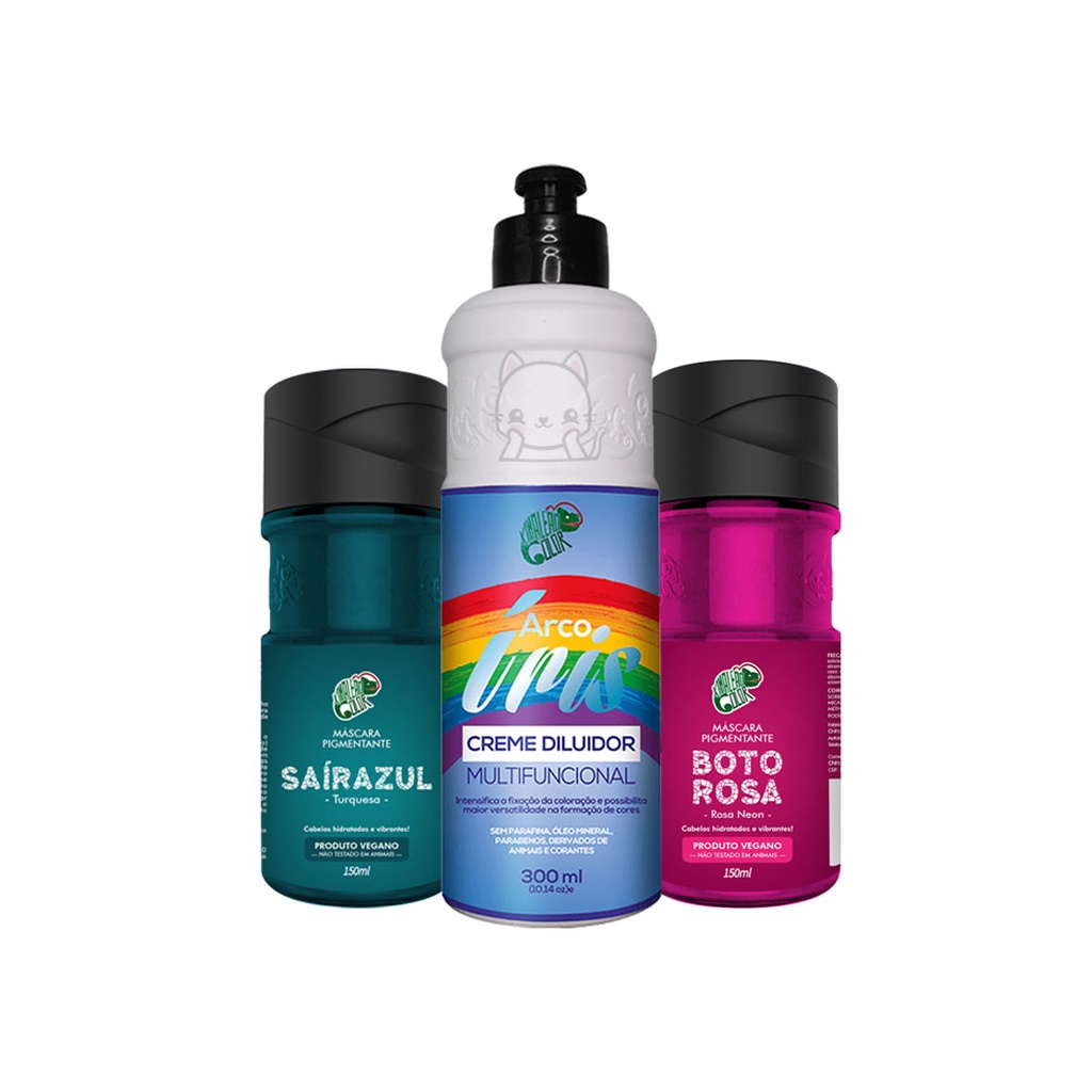 Kit Boto Rosa + Saírazul + Diluidor 300ml - Kamaleão Color
