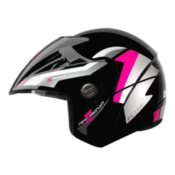 Capacete Aberto Ebf Thunder Open Modelo Force Preto Rosa
