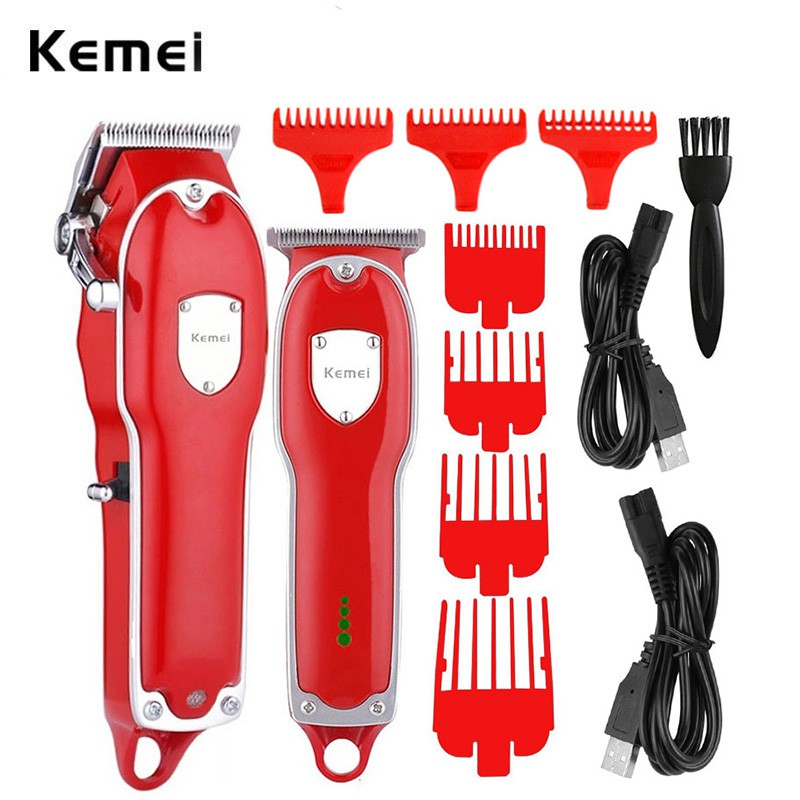 Kemei Profissional Poderosa Máquina De Cortar Cabelo E Aparador De Cabelo Elétrico Dos Homens Ajustável Recarregável Acabamento Máquina De Corte em Oferta na Shopee