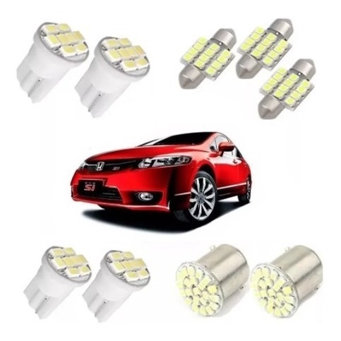 Kit Lampadas Led New Civic 2006/2011 Teto Placa Ré Farolete