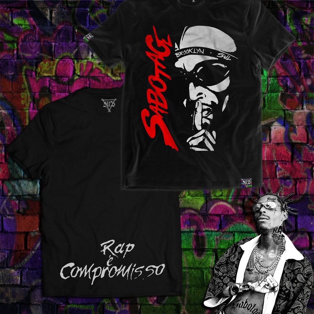 Camiseta Sabotage Classica Rap Nacional underground brasileiro racionais,  rzo, trilha sonora do gueto, facção central, Emicida, Negra Li, Mv Bill,  Hungria Hip-Hop, Flora Matos