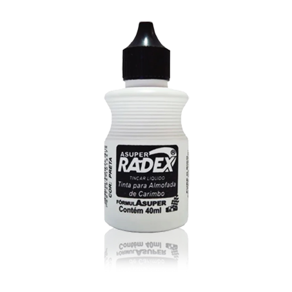 Tinta para Carimbo 40ml preta vermelha azul - Radex - para Papel / Kraft