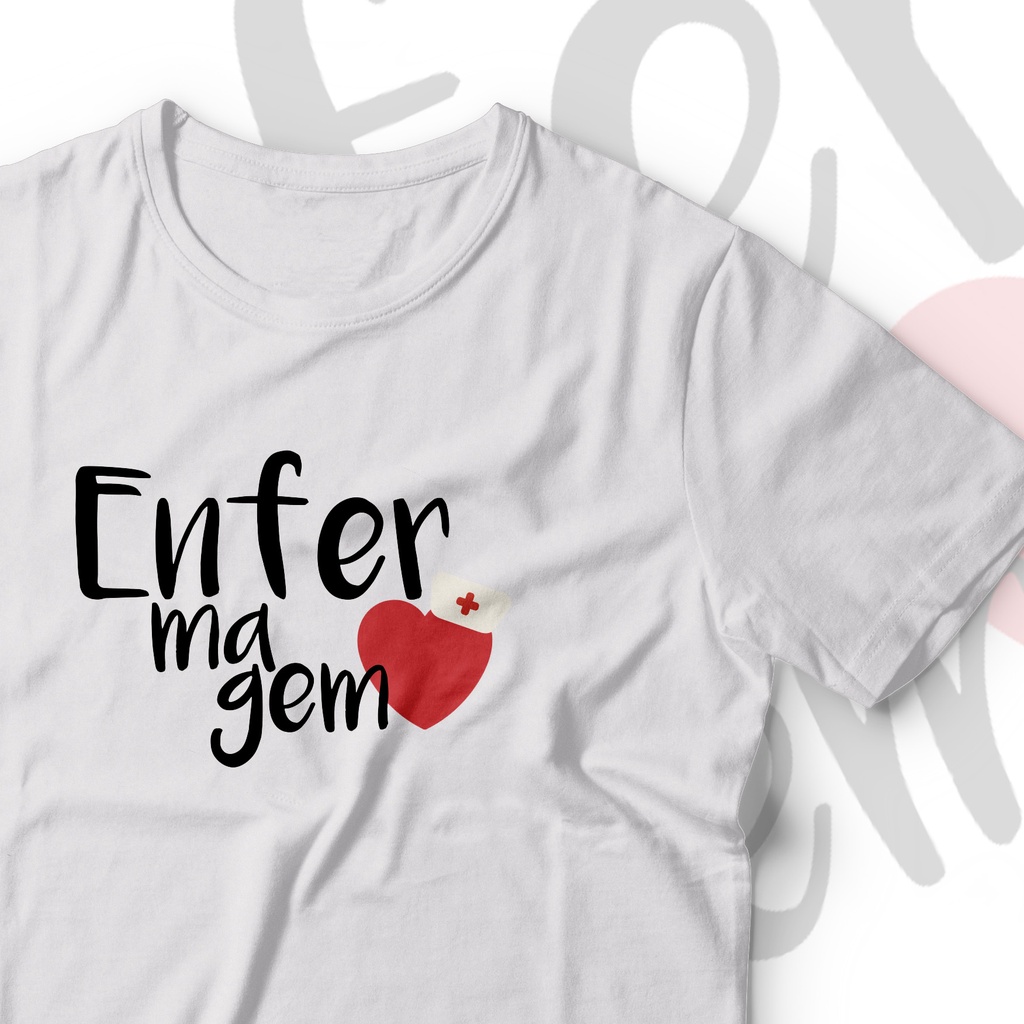 Camisa T-shirt Enfermagem Sublimada Branca Símbolo em Malha PP Antipiling Faculdade de Enfermagem