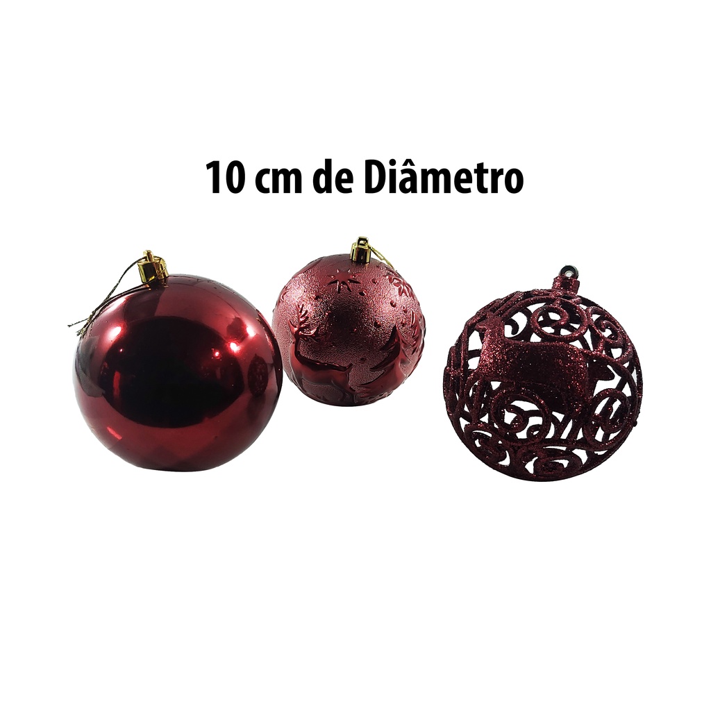 Jogo De Bola Natal 6 Pçs Glitter/ Renas/ Lisas