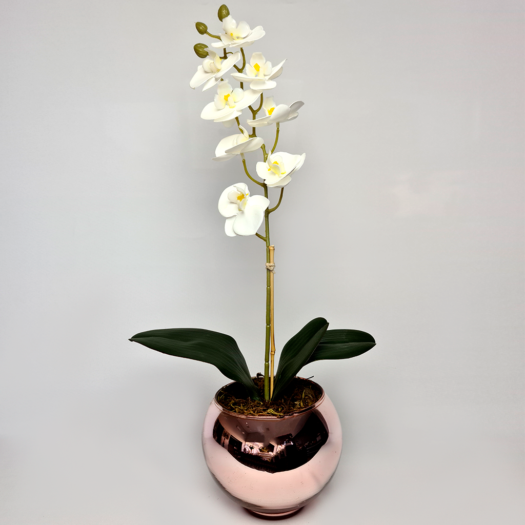 Orquídea Artificial 3D Silicone Vaso Rose Arranjo Flores | Shopee Brasil